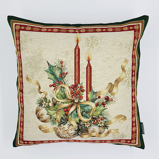 Copertura per arazzo natalizio CANDELE FIAMMINANTI con finiture verdi