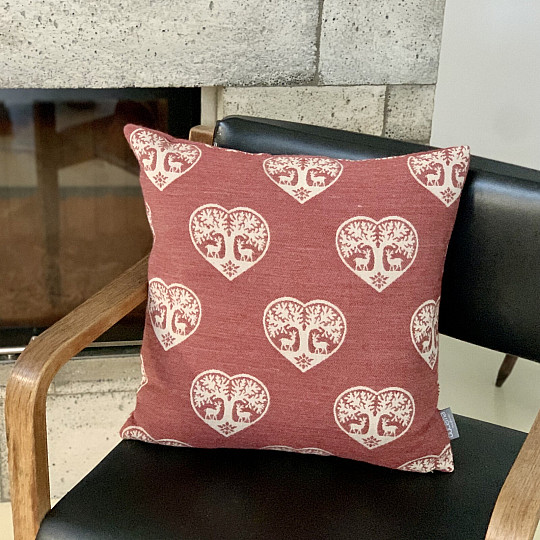 Copertina decorativa di lusso CUORE CON CERVO rosso A