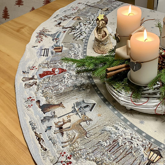 Tovaglia rotonda natalizia NOTTE INVERNO