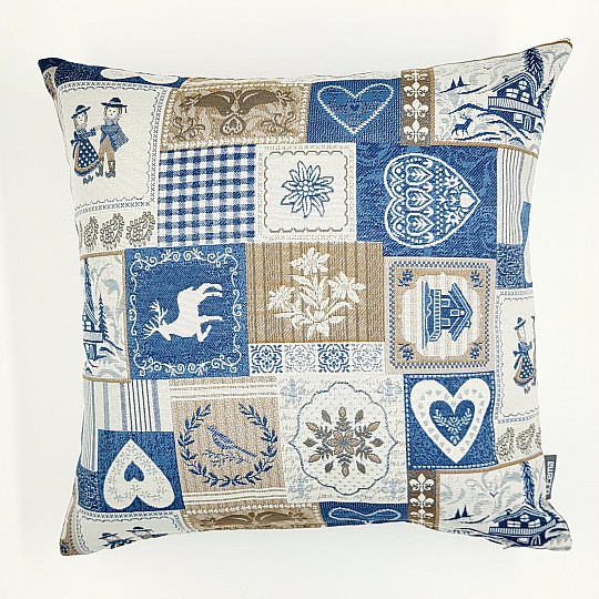 Federa decorativa PATCHWORK CUORE BLU