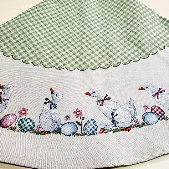 Tovaglia rotonda arazzo HUSSIČKY GREEN CHECK