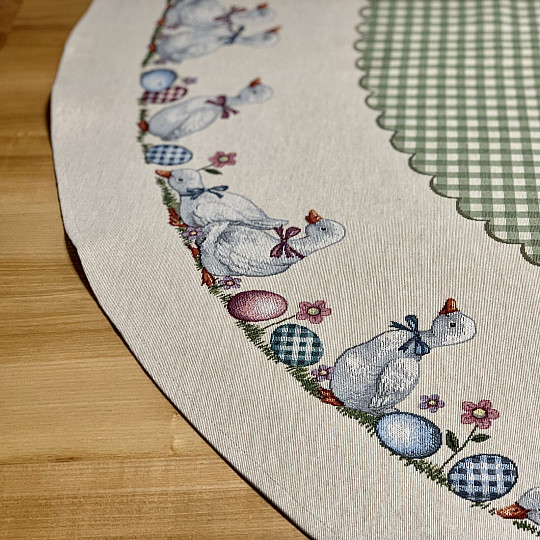 Tovaglia rotonda arazzo HUSSIČKY GREEN CHECK