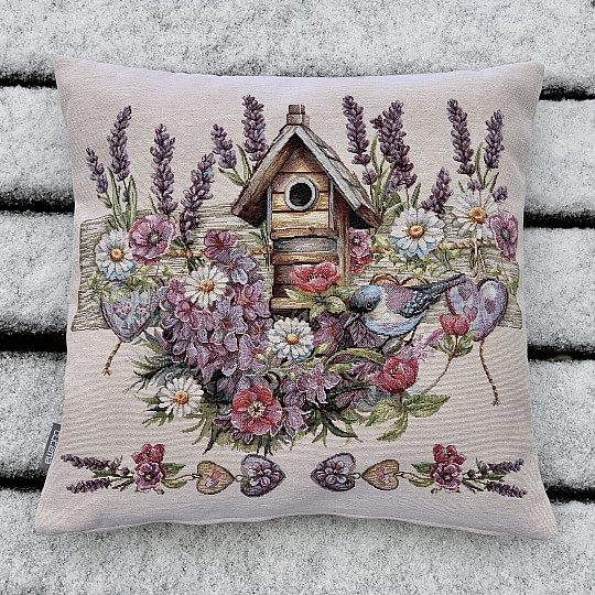 Federa per cuscino arazzo BIRDHOUSE