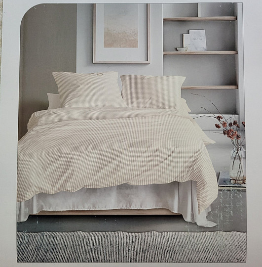 IRISETTE raso di cotone di lusso BEIGE BIANCO A QUADRI