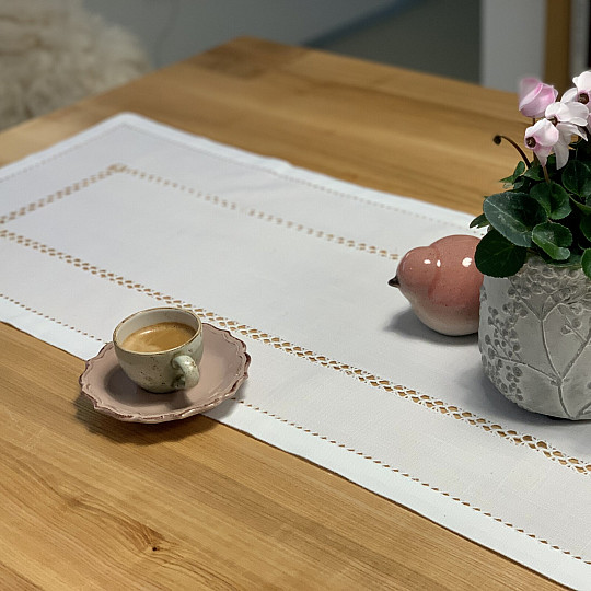 Tovaglia e sciarpa TRAFORATA BIANCA