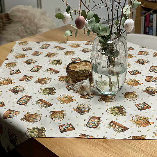 Tovaglia e sciarpa pasquale UOVA COLORATE