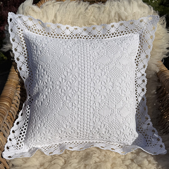 Federa decorativa in pizzo bianco