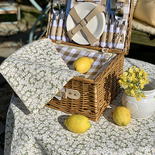 Cestino da picnic GARDEN a righe marroni - marrone per 2 persone