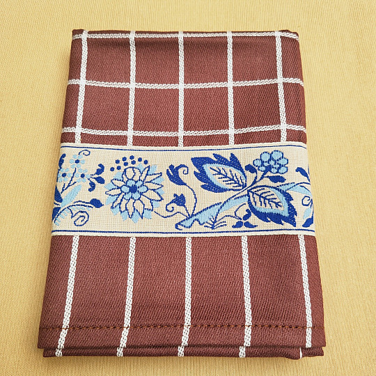 ASCIUGAMANI MARRONI DELLA NONNA CON FIORI BLU