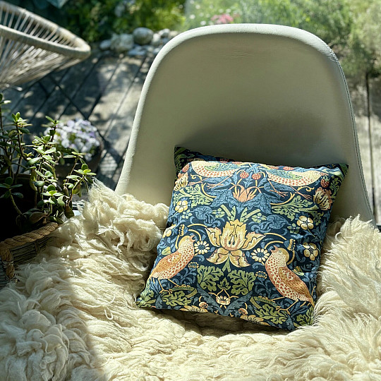 Federa decorativa con uccelli e fragole