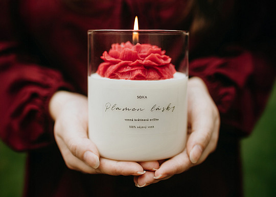 Candela profumata a forma di fiore "FLAME OF LOVE" con coperchio