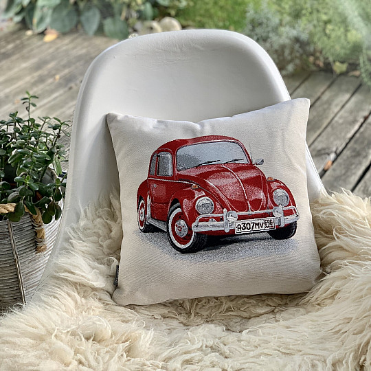 Fodera per cuscino arazzo VW BEETLE ROSSO