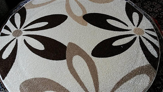 Tappeto rotondo KARMEL fiori crema