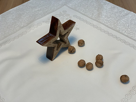 Tovaglia natalizia ORNAMENTO argento naturale