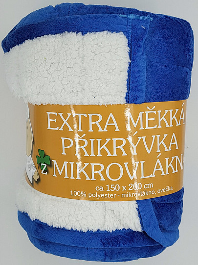 coperta in microfibra EXTRA SOFT punto PECORA blu