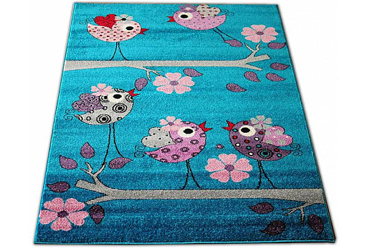 Tappeto per bambini BELLA BIRDS turchese