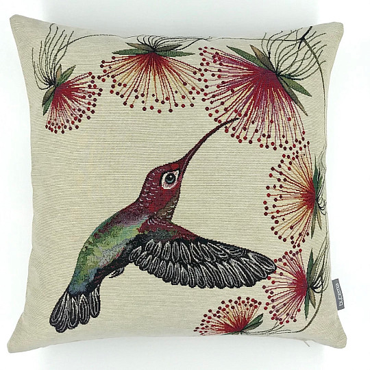 Fodera per cuscino arazzo COLIBRI FIORE ROSSO