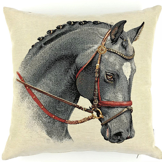 Fodera per cuscino con arazzo CAVALLO GRIGIO