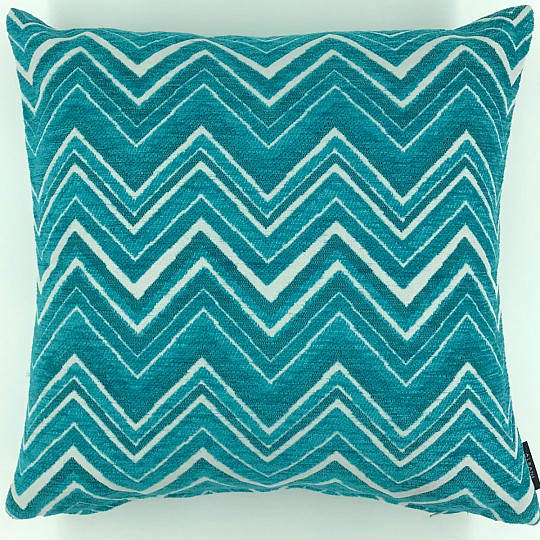 Fodera per cuscino decorativo ZIG ZAG blu turchese