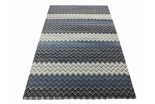 Tappeto moderno ZIG ZAG blu