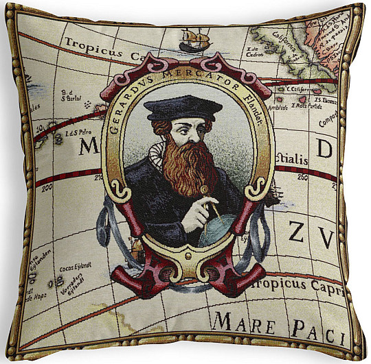 Grande fodera per cuscino con arazzo GERHARD MERCATOR