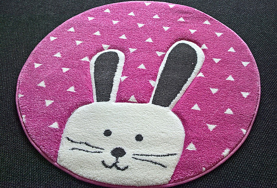 Tappeto rotondo per bambini PASTEL Bunny rosa