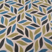 Tessuto decorativo Coord foglie verde-blu