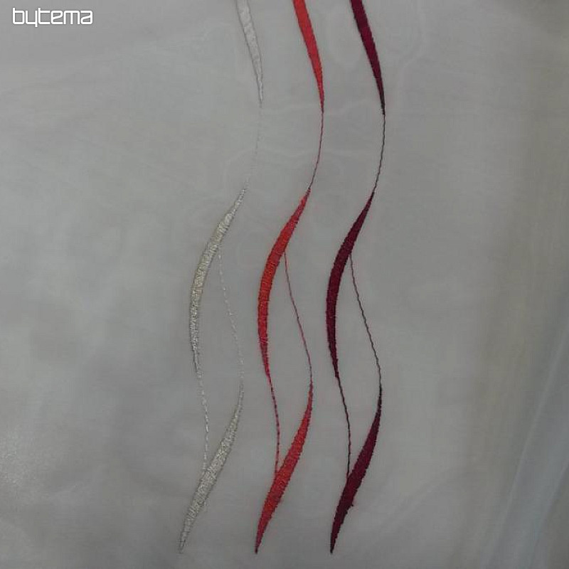 Tenda in voile con ricamo rosso Gerster 195/0043