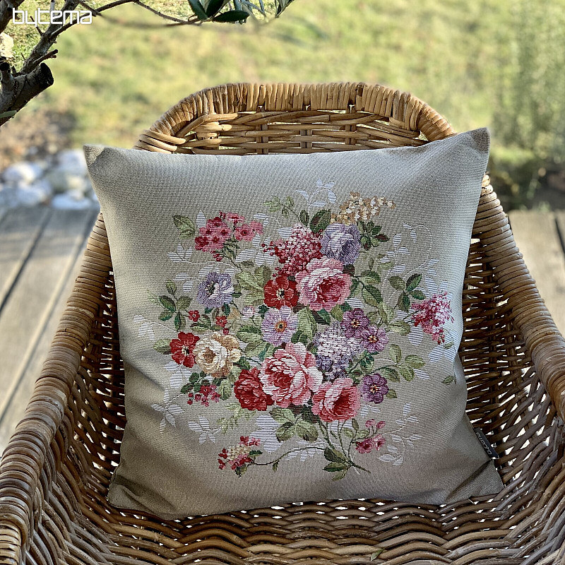 Fodera per cuscino con arazzo FIORE BEIGE