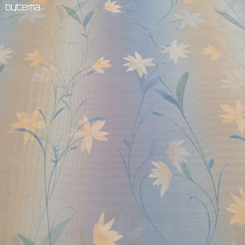 Tenda azzurra con fiori