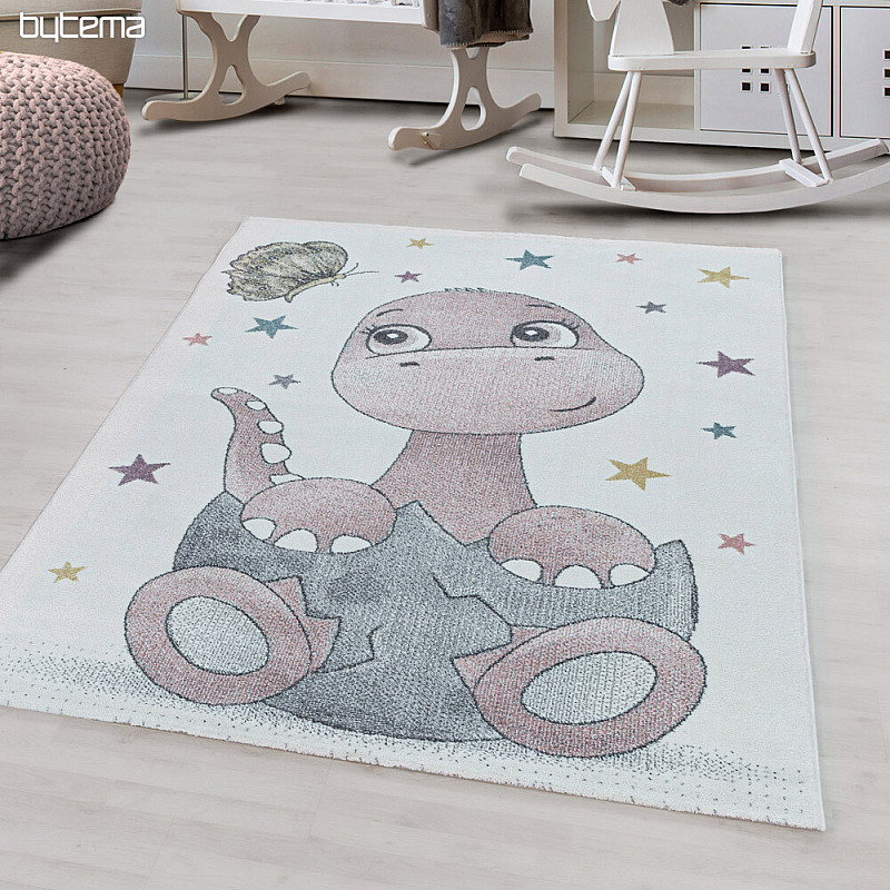 Tappeto di lusso per bambini FUNNY DINOSAURS PINK