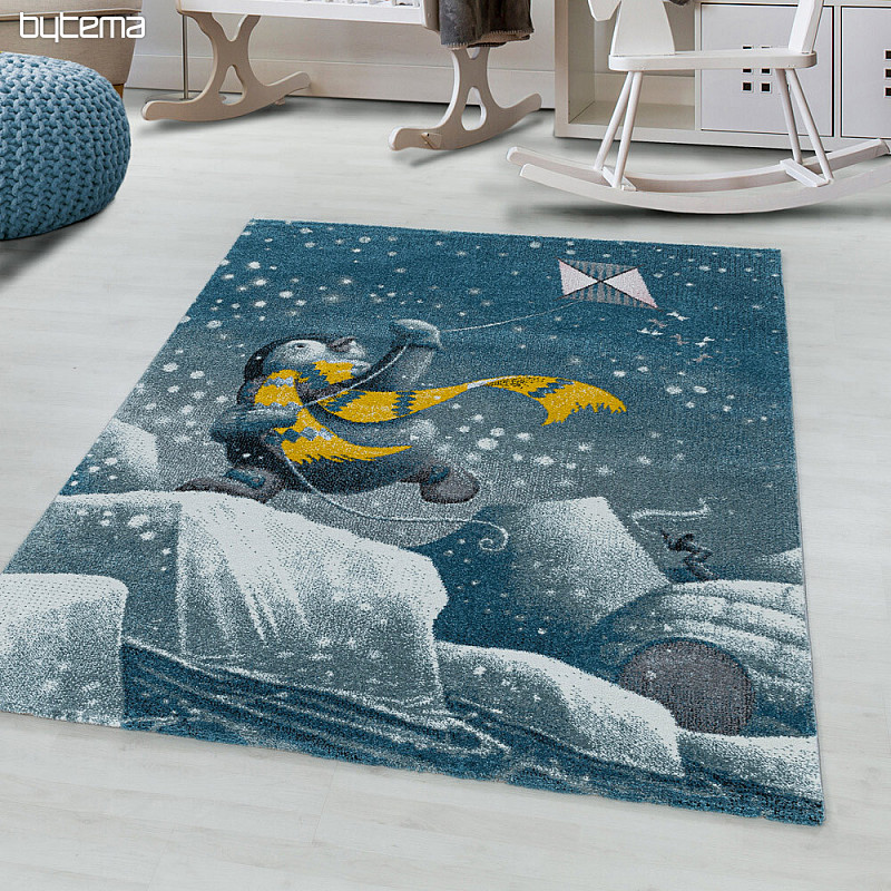 Tappeto di lusso per bambini FUNNY BLUE PENGUIN