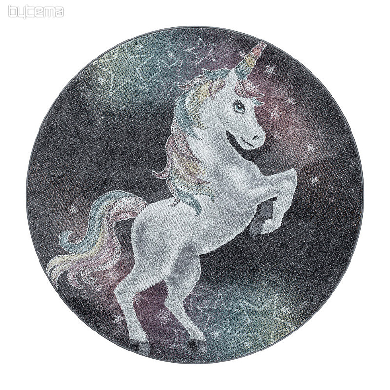 Tappeto rotondo per bambini FUNNY unicorno grigio