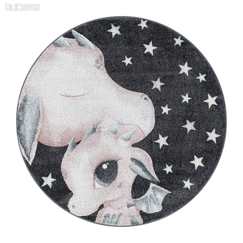 Tappeto rotondo per bambini FUNNY drago rosa