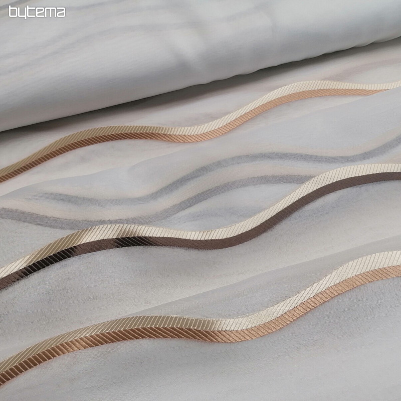 Lussuosa tenda a righe in voile marrone-oro