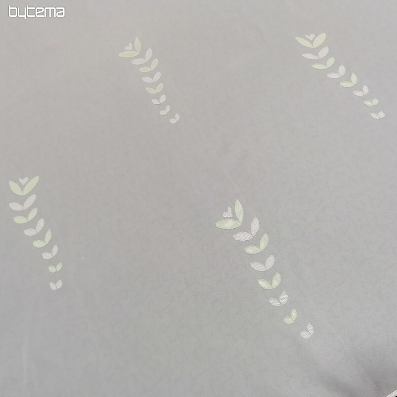 Tenda in voile bianco - foglie verdi 12159