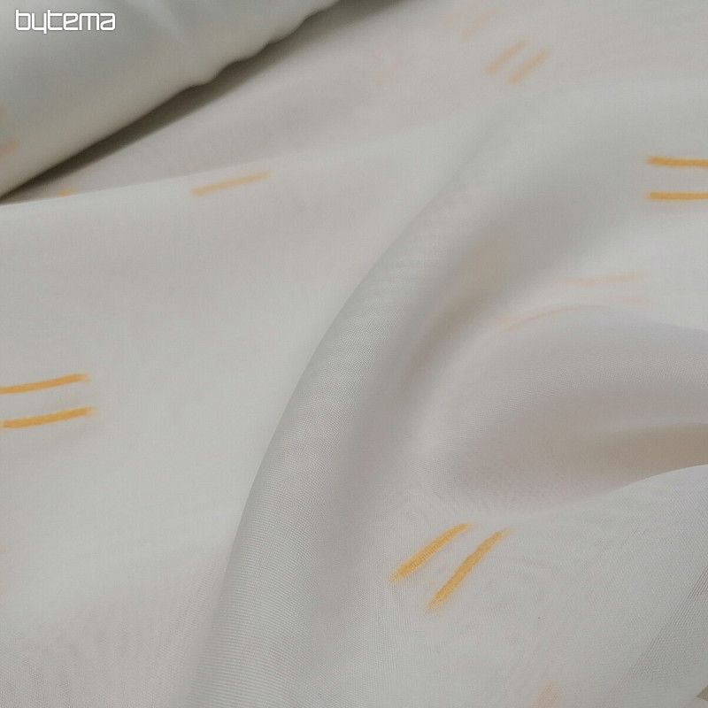 Tenda in voile crema chiaro con linee cucite arancione chiaro