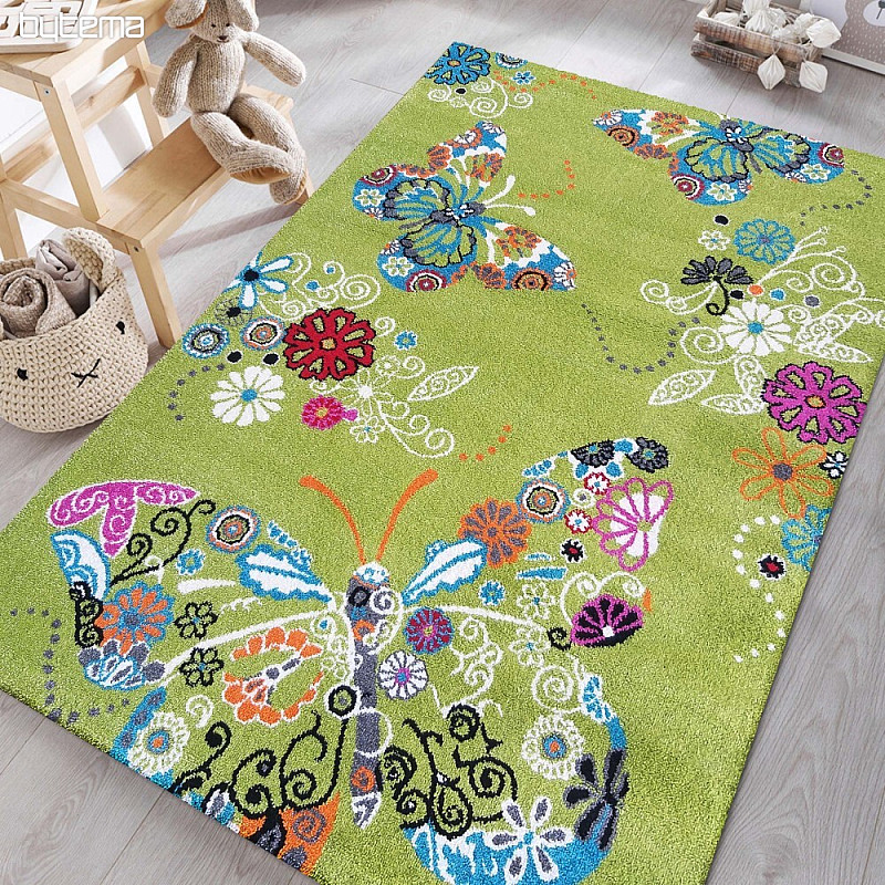 Tappeto per bambini MONDO 114 farfalle - verde