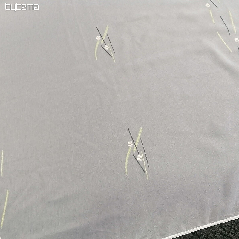 Tenda in voile bianco con righe verde-nere