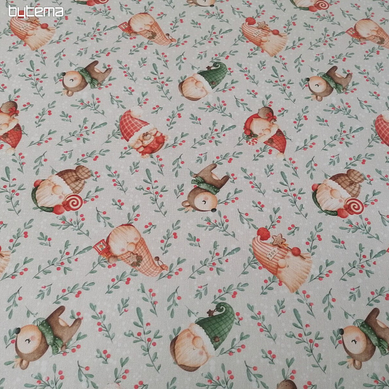 Tessuto per decorazioni natalizie Elfi e cervi