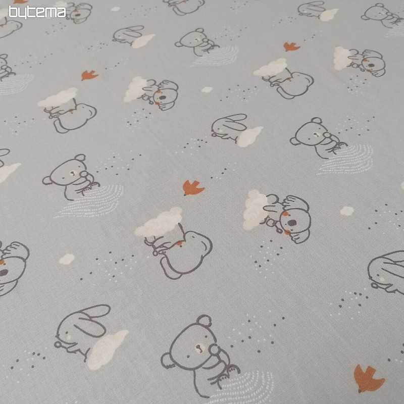 Tessuto di cotone grigio cielo animalier