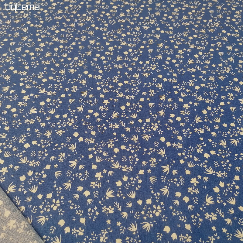 Tessuto di cotone fiori Gramina blu