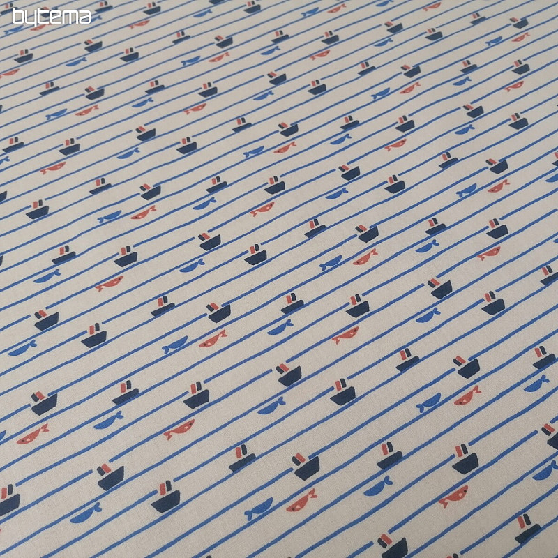 Tessuto di cotone Tazio barche - linee