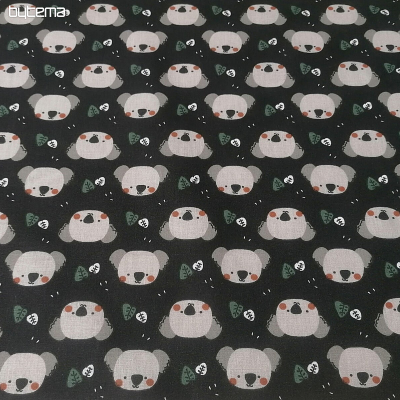 Tessuto di cotone Koala Kiwak nero