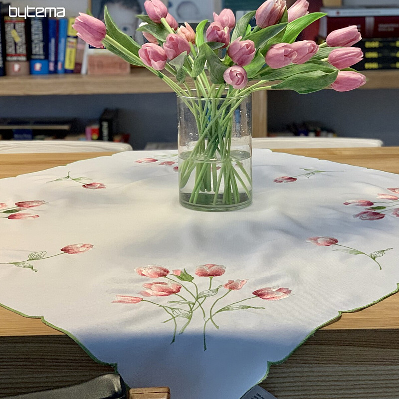 Tovaglia ricamata e TULIPANI ovali ricamati
