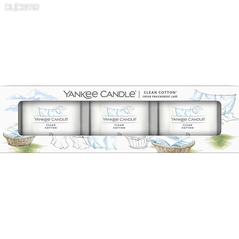 candela YANKEE CANDLE fragranza CLEAN COTTON SET 3 pezzi