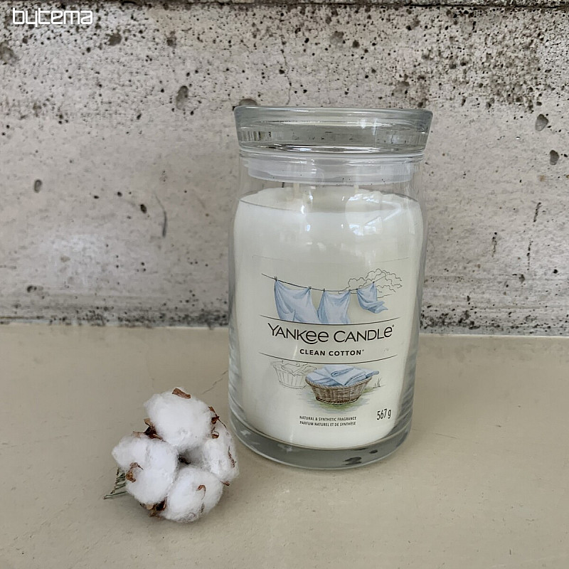 candela YANKEE CANDLE fragranza CLEAN COTONE VETRO GRANDE 2 STOPPINI