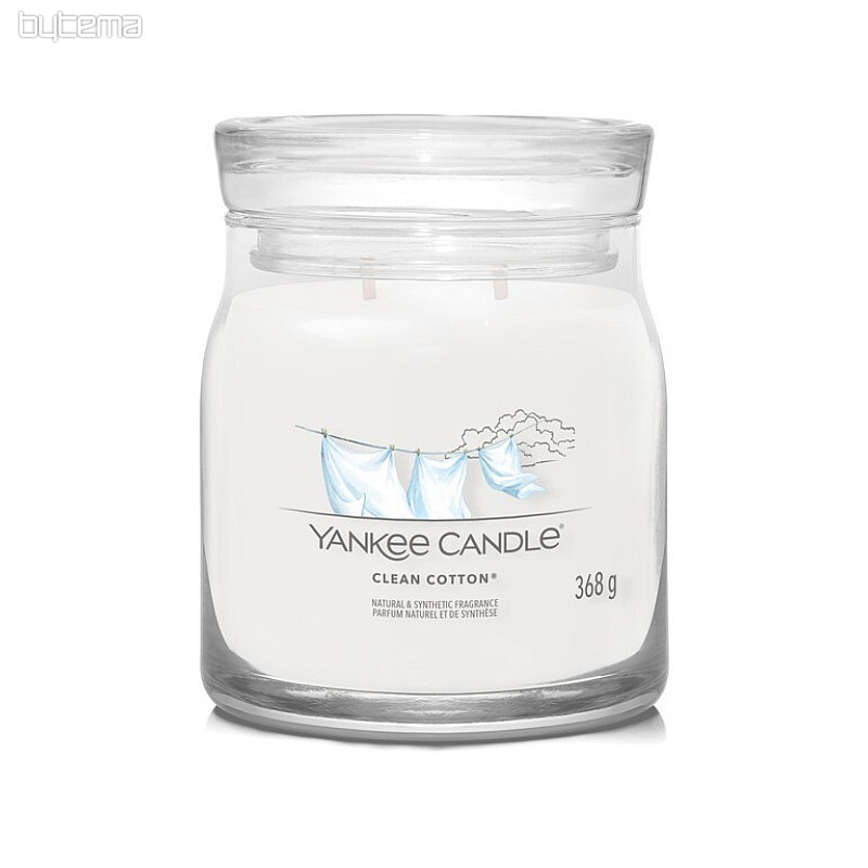 candela YANKEE CANDLE profumo CLEAN COTONE VETRO MEDIO 2 STOPPINI