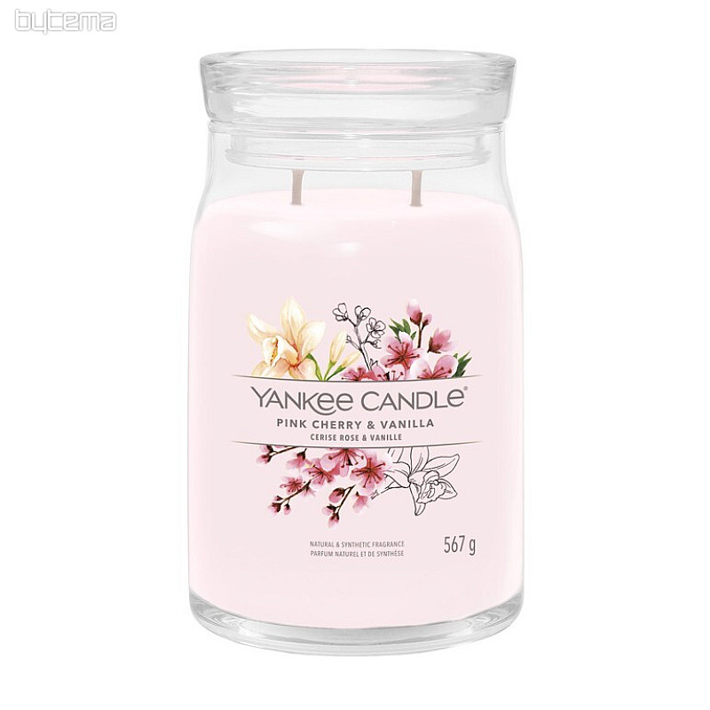candela YANKEE CANDLE fragranza ROSA CILIEGIA E VANIGLIA VETRO GRANDE 2 stoppini