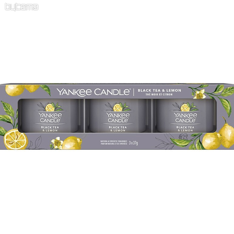 candela YANKEE CANDLE fragranza TÈ NERO E LIMONE SET da 3 pezzi